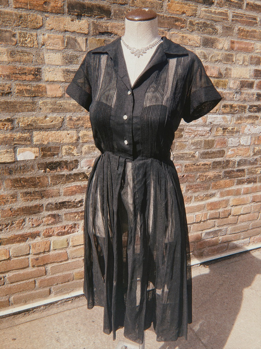 1950's Sheer Shirtdress with Pintucking