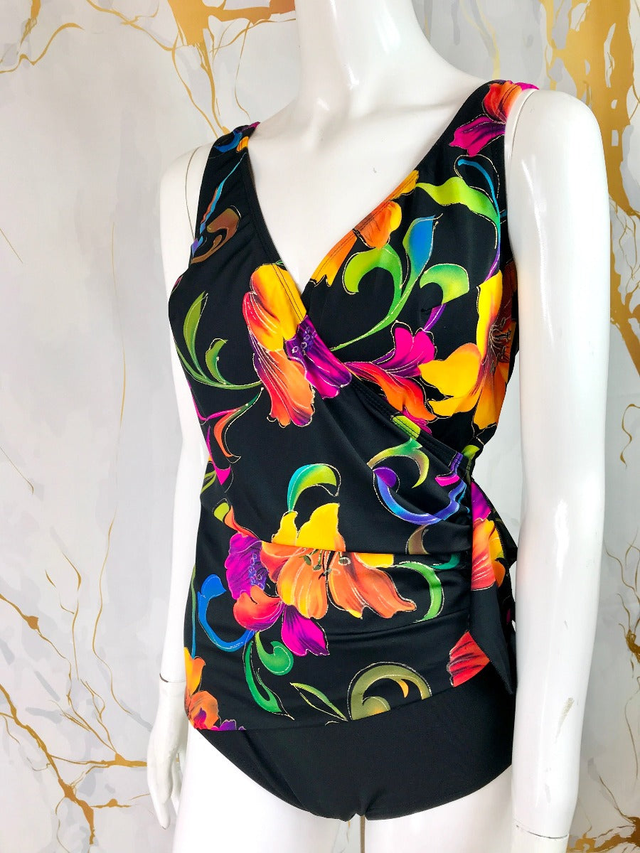 1980's Neon Floral Swimsuit