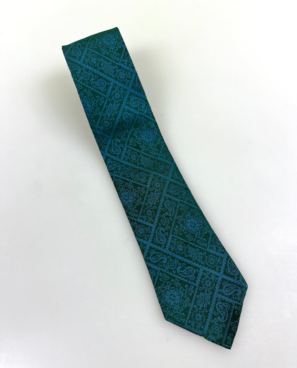 Teal and Green Brocade Tie