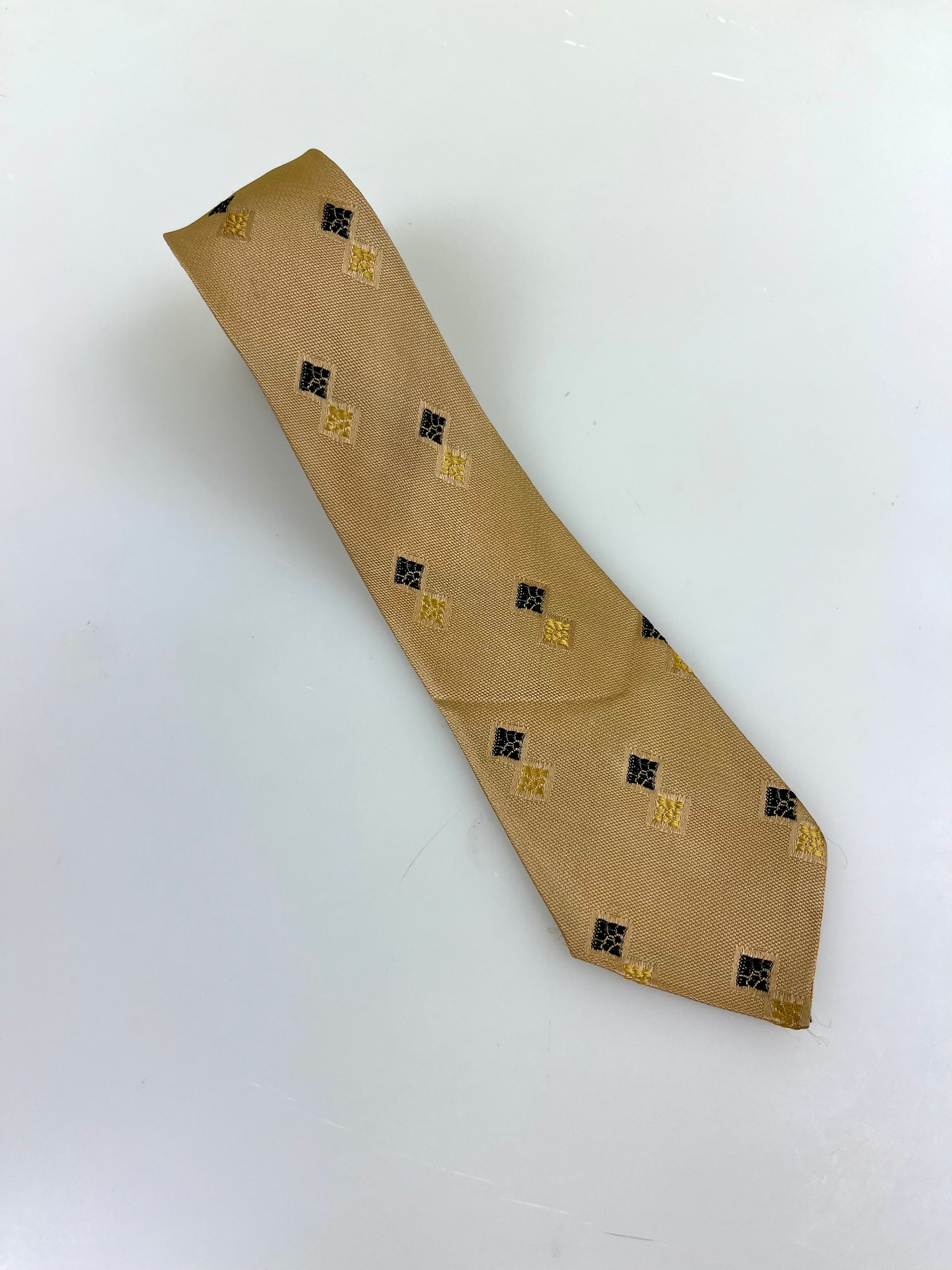 Tan Tie with Gold and Black Diamonds