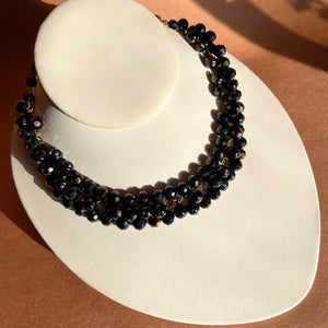 Black Oil Spill Bead Cluster Necklace