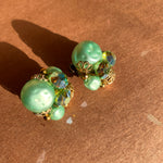 Green Button Bead Earrings