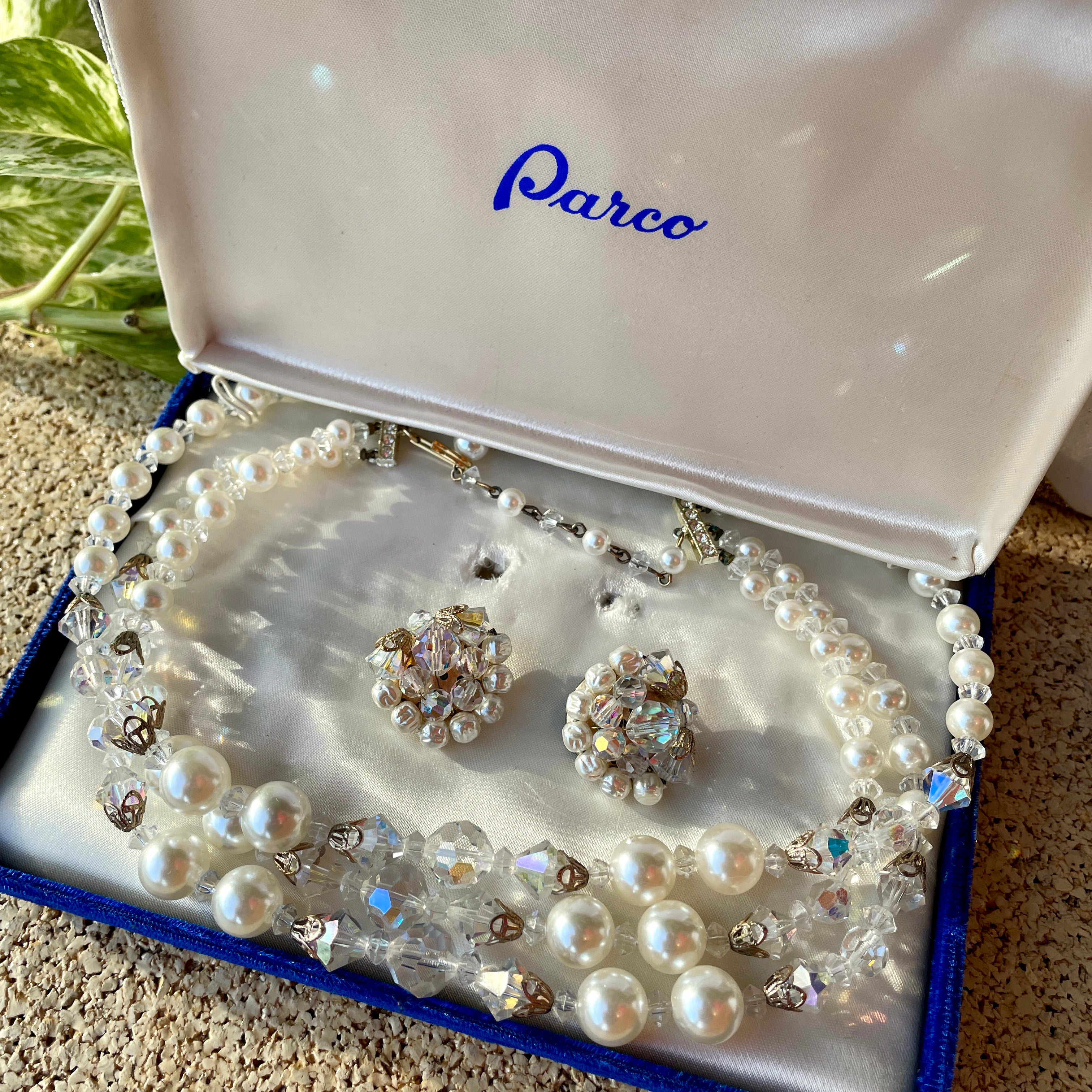 Pearl + Crystal Necklace and Earrings Set