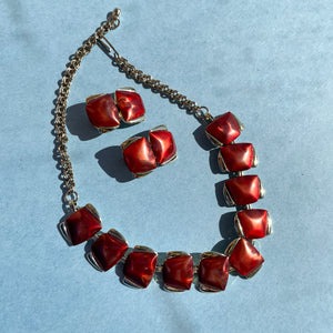 Rust Thermoset Necklace and Earring Set