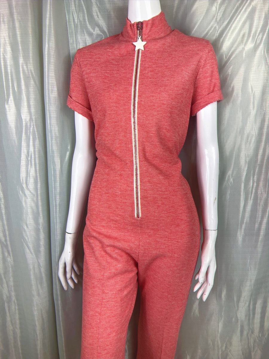 1970's Knit Jumpsuit with Star Zipper