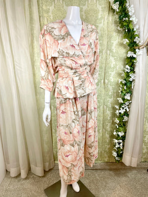 1980's Floral Skirt Suit Set