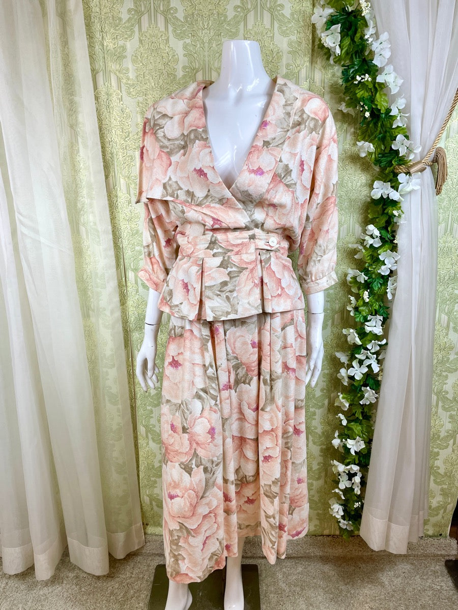 1980's Floral Skirt Suit Set