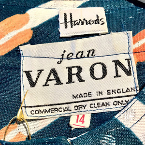 Text Reads: Harrods; Jean Varon Made in England; Commercial Dry Clean Only