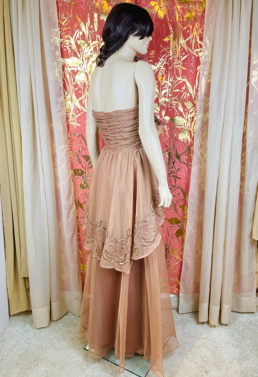 1950's Strapless Gown with Sequined Peplum